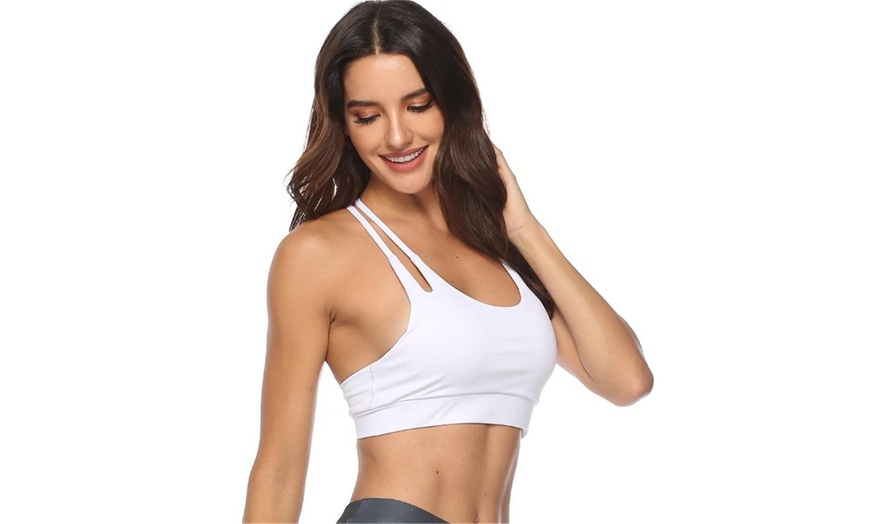 Image 6: Brushed Low Impact Strappy Sports Bra for Women Yoga Bra Tops