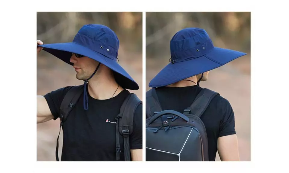 Men's Fisherman Sun Hat Large Brim Cap Wide Edge Outdoor Cap UV Protection Hats - Primary Image