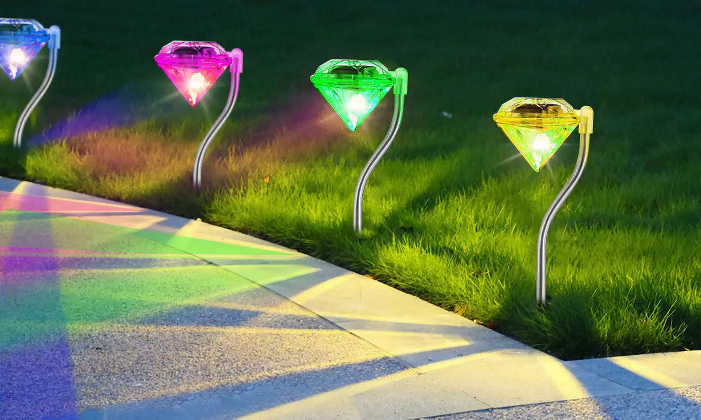 SolarEK Color Changing LED Diamond Solar Stake Lights (4- or 8-Pack)