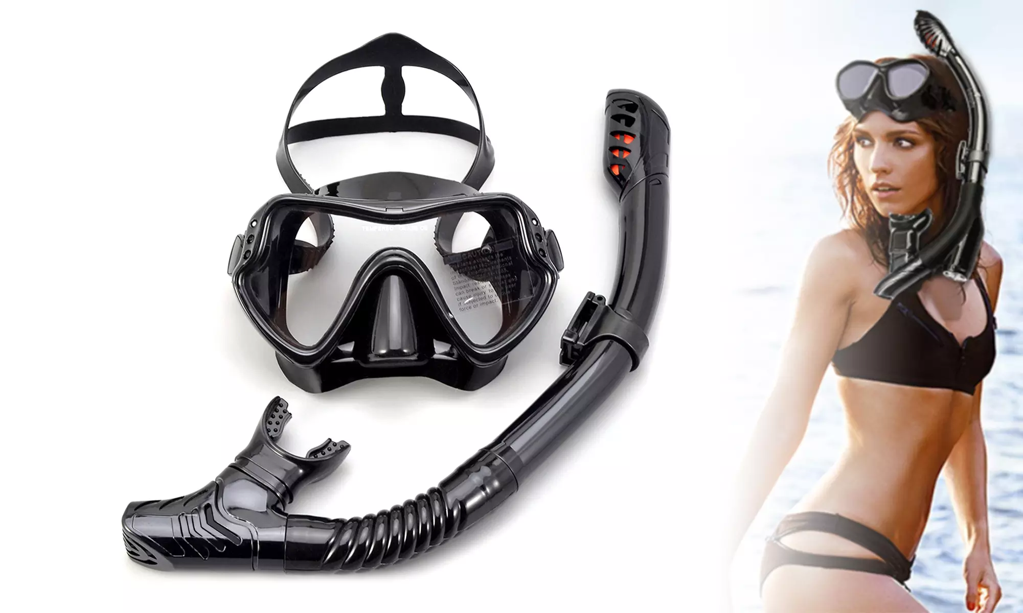 Full Face Snorkel Mask Snorkeling Set Anti-Fog Scuba Diving Mask Dry Snorkel Set - Primary Image