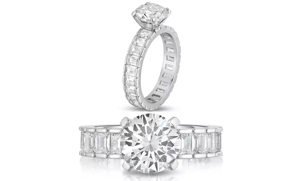 7.00 CTTW Emerald And Round Cut Eternity Bridal Ring