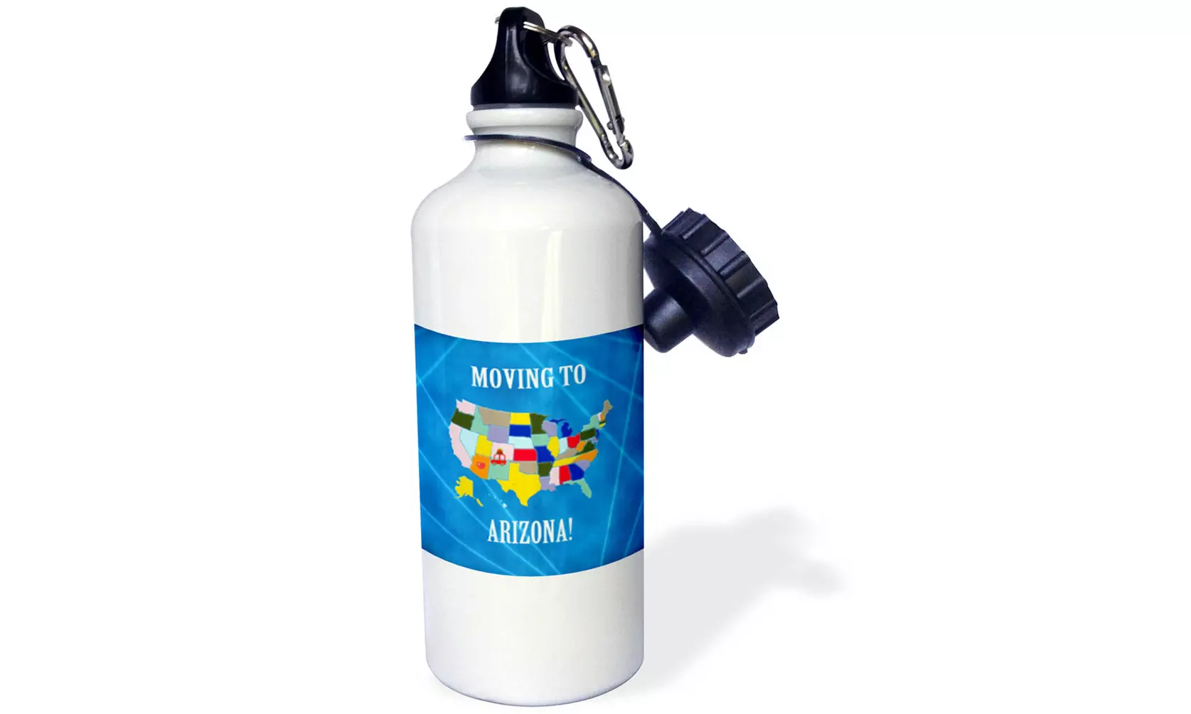  Water Bottle United States Map, Moving to Arizona, Heart and Car with Luggage  - Primary Image