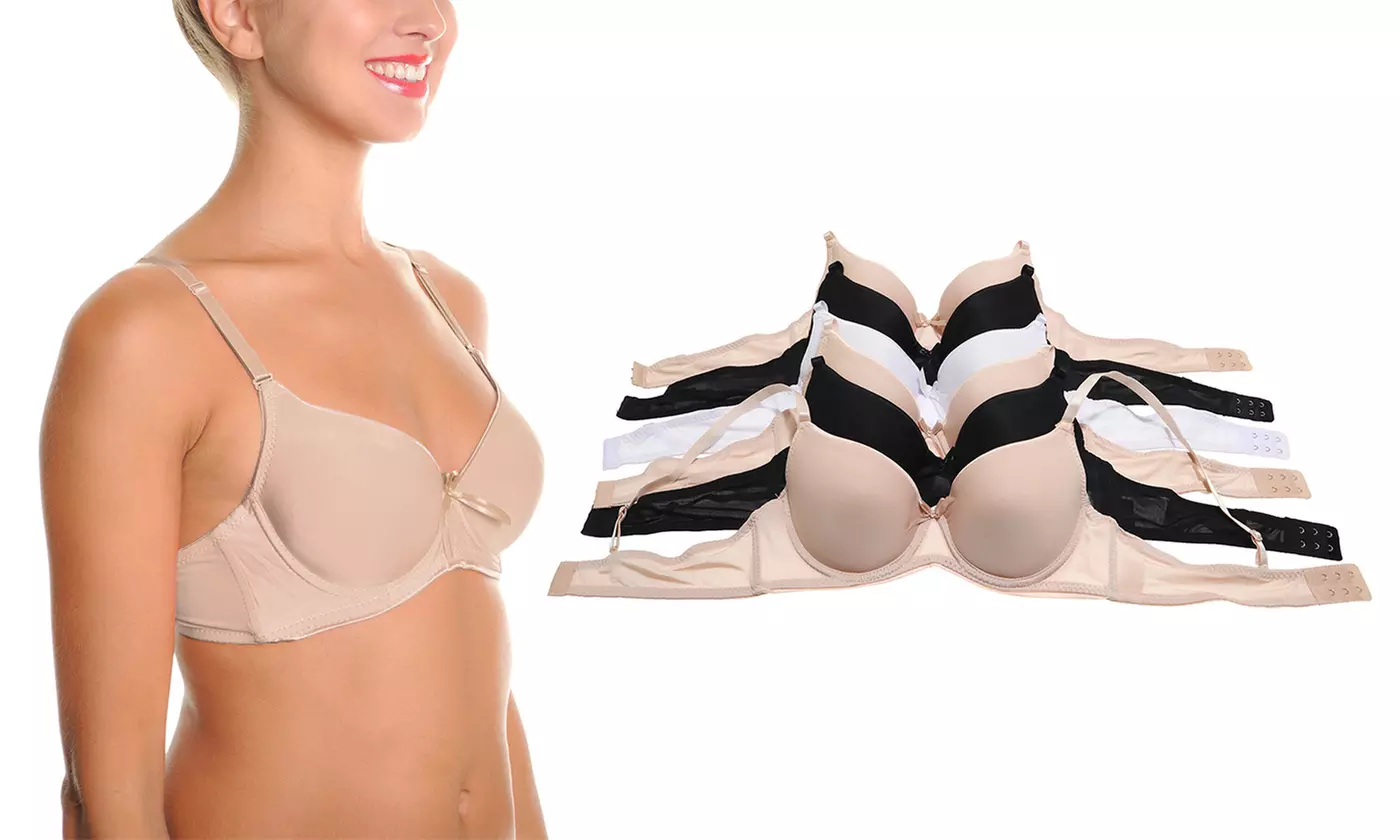 Six-Pack Angelina Wired or Wire-Free Padded A-Cup Bras