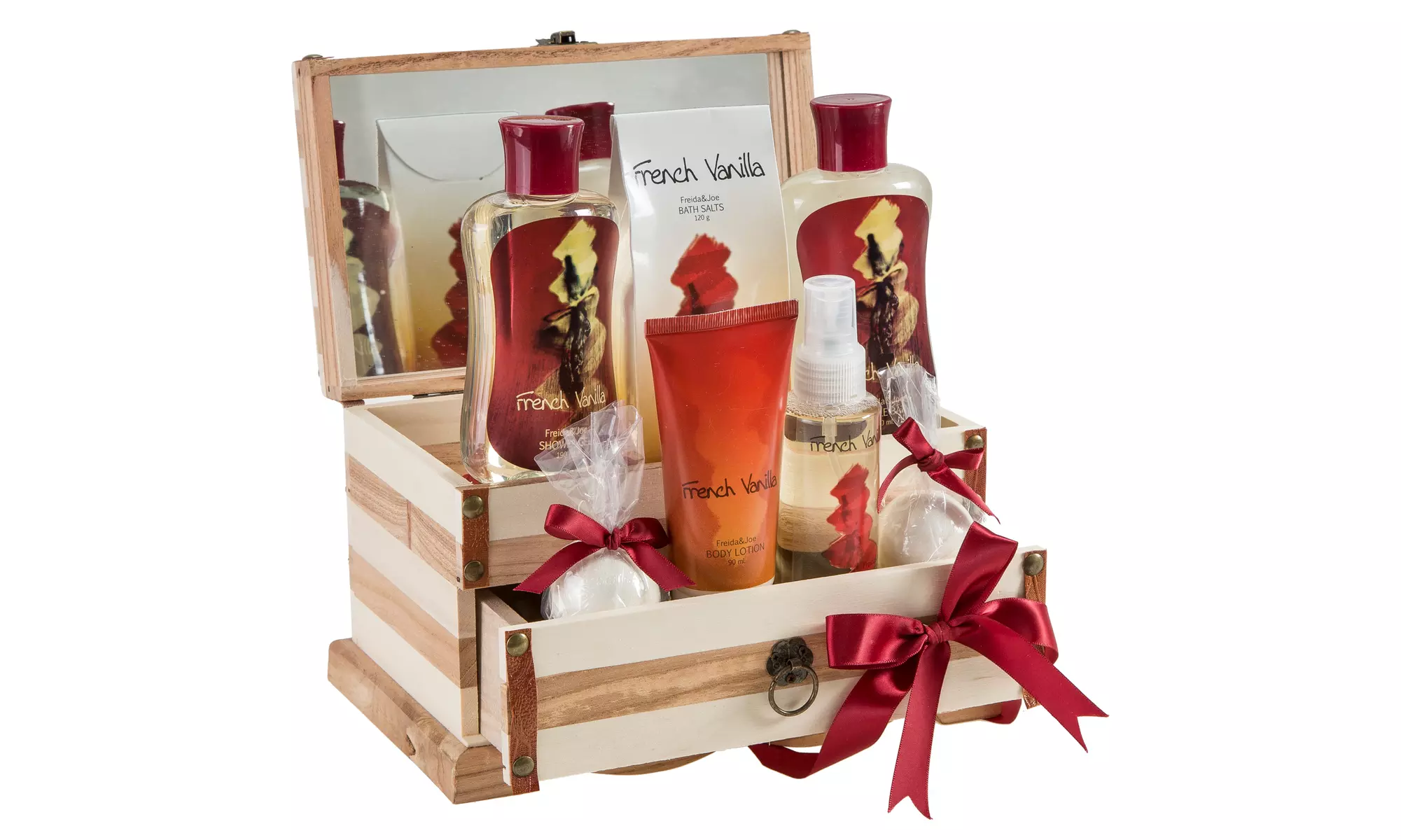 Freida and Joe French Vanilla Fragrance Spa Gift Set in a Wooden Jewelry Box - Primary Image