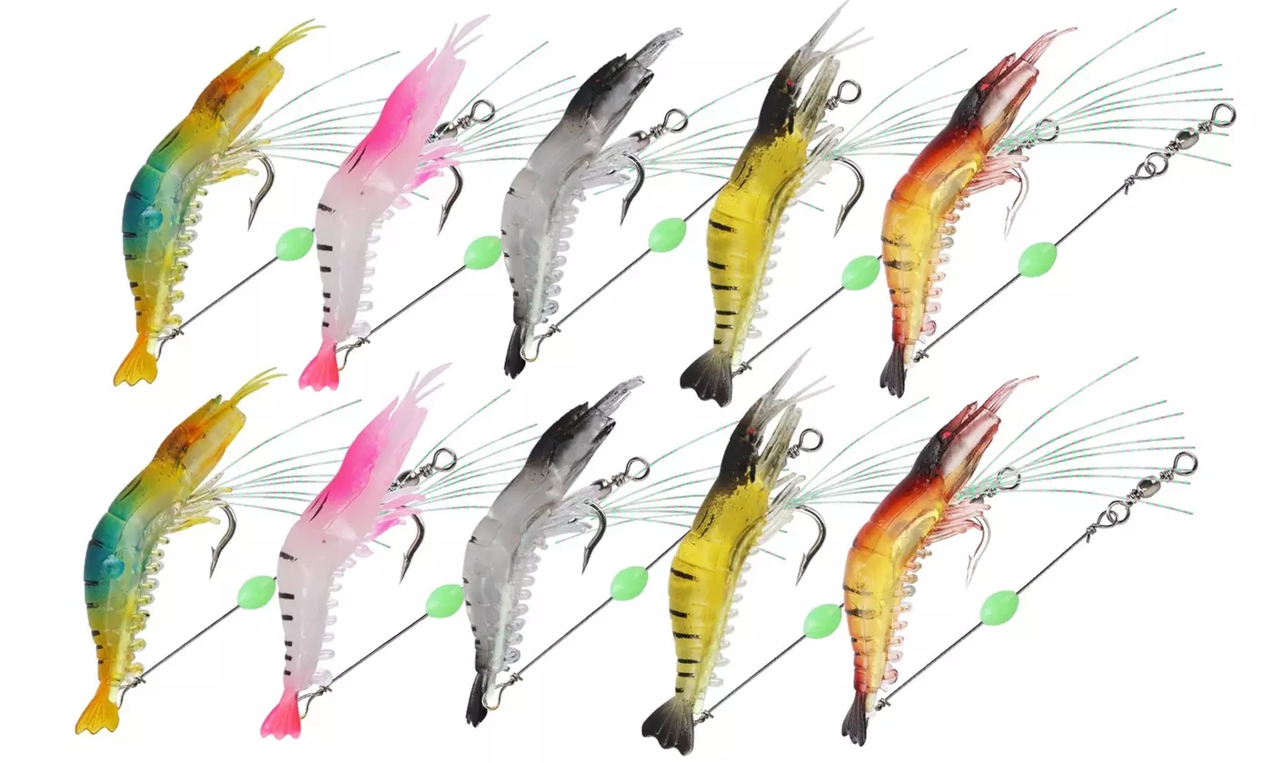 LakeForest Luminous Shrimp Lures Kit Soft Shrimp Bait Fishing Lure (10-Piece) - Primary Image
