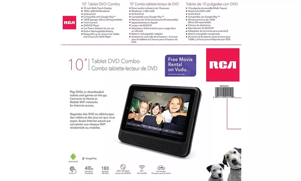 RCA 10" Touchscreen Tablet PC/DVD Combo Featuring Android 6.0 - Second Medium