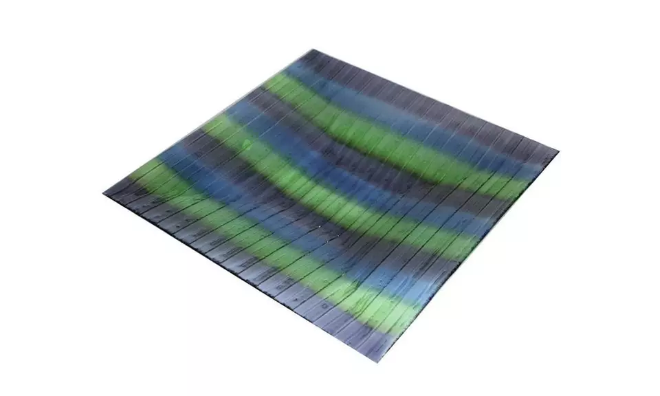 Big Square Textured Glass Bowl, Green &  Blue Shades Lines  18" x 18" - Second Medium