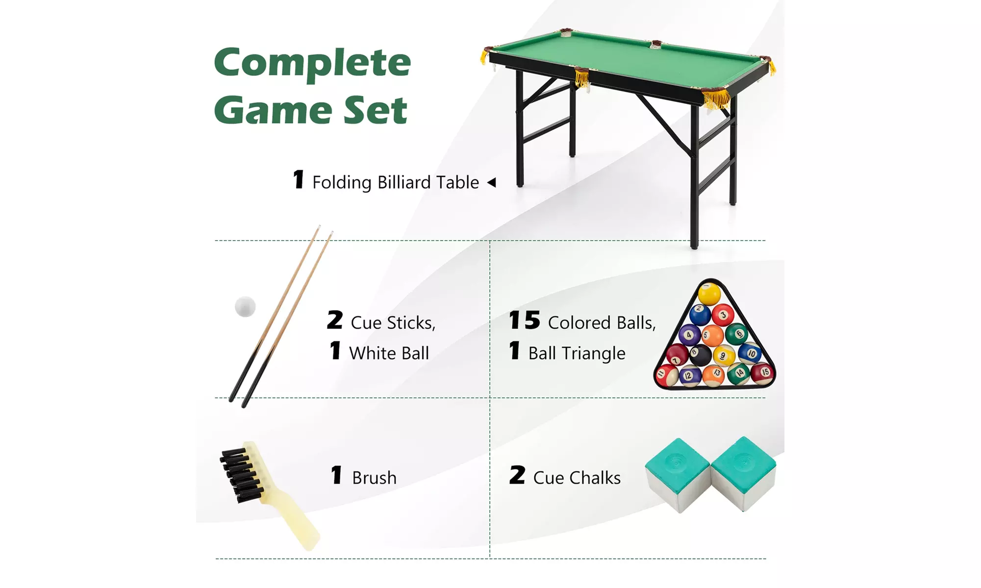 Costway 47" Folding Billiard Table Pool Game Table Indoor Kids w/ Chalk