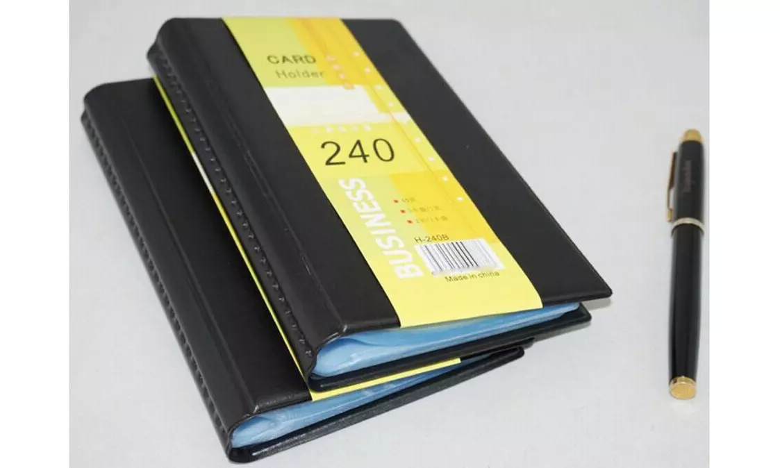 Leather 240 Cards Business Name ID Credit Card Holder Book Case Keeper Organizer