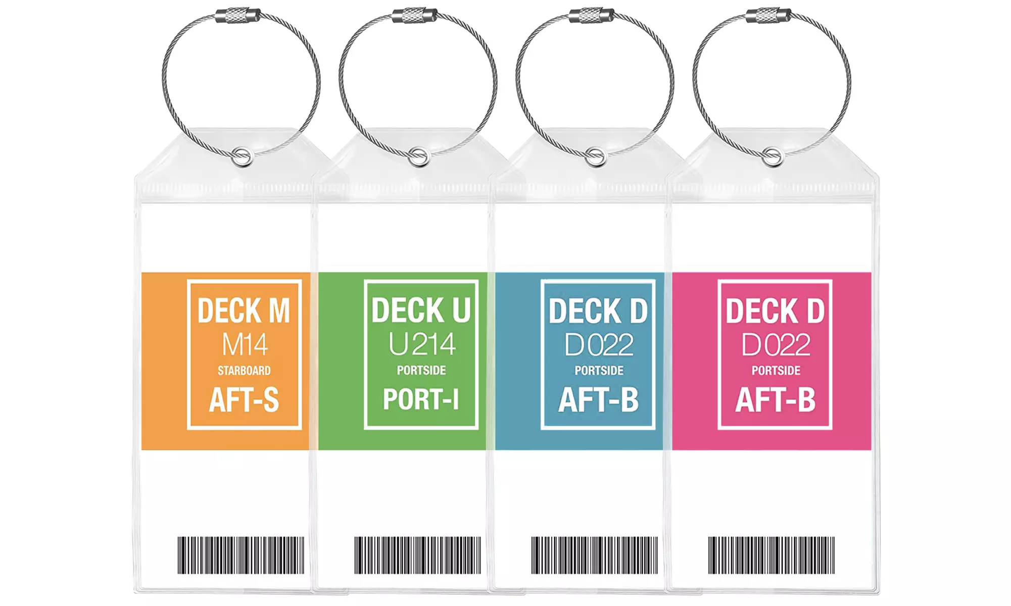 Cruise Luggage Tag Holder Zip Seal & Steel Loops (4-Pack) - Primary Image