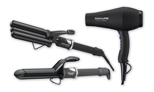 BabylissPRO Porcelain Ceramic Hair Dryer, Triple Barrel Waver & Curling Iron Set