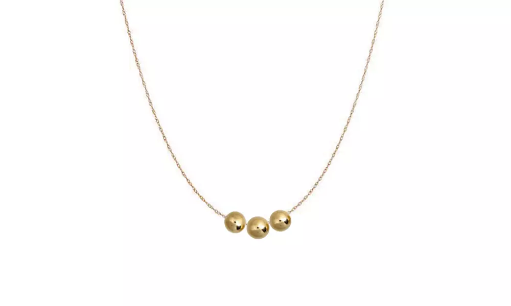10K Yellow Gold 5.00mm Three Polished Bead Ball 18" Necklace - Primary Image