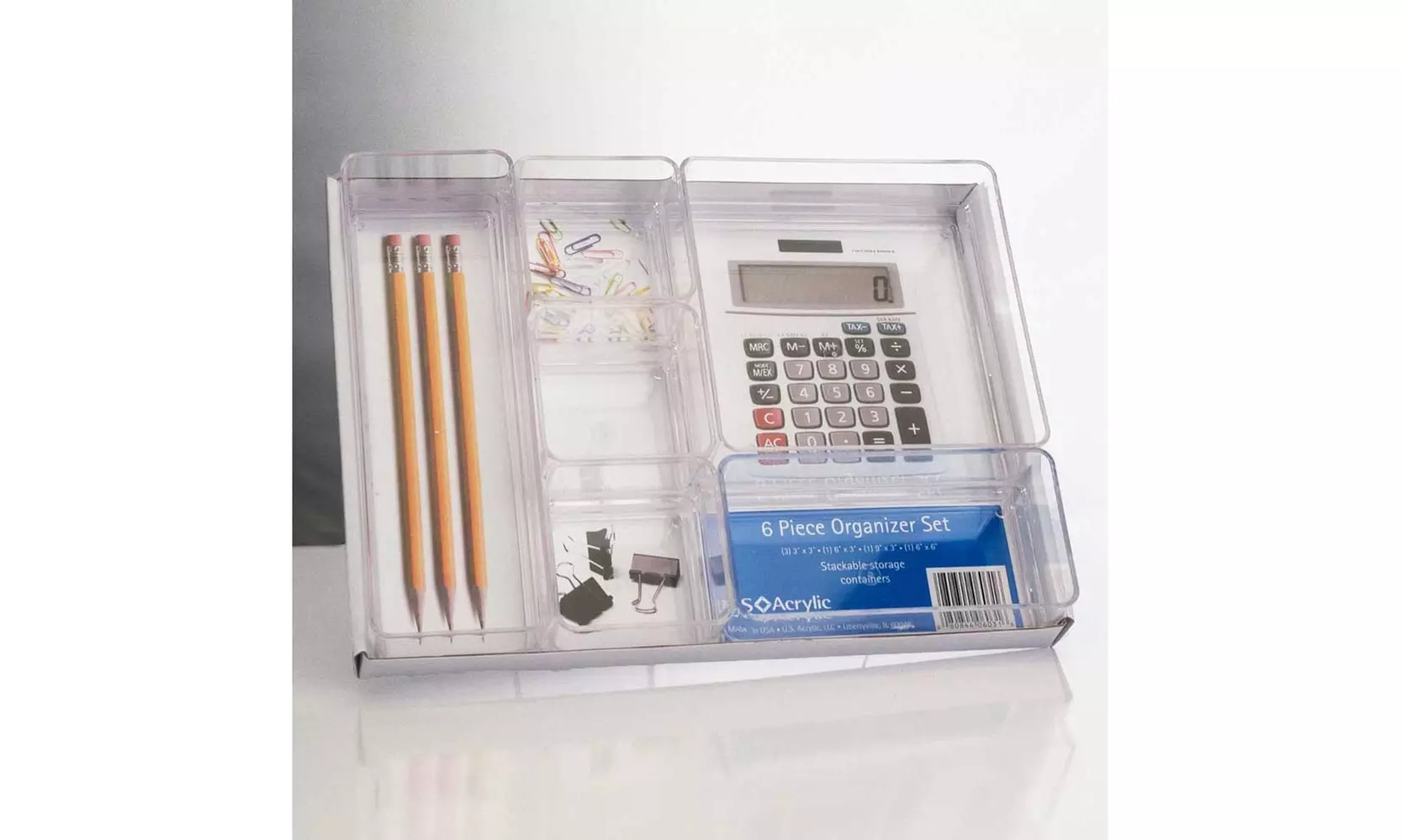 6 Piece Acrylic Desk Organizer Set Clear - Primary Image