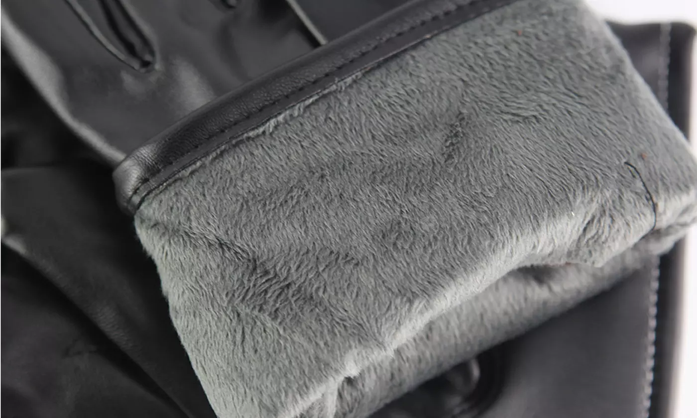 Men Three Finger Touch Screen Leather Gloves
