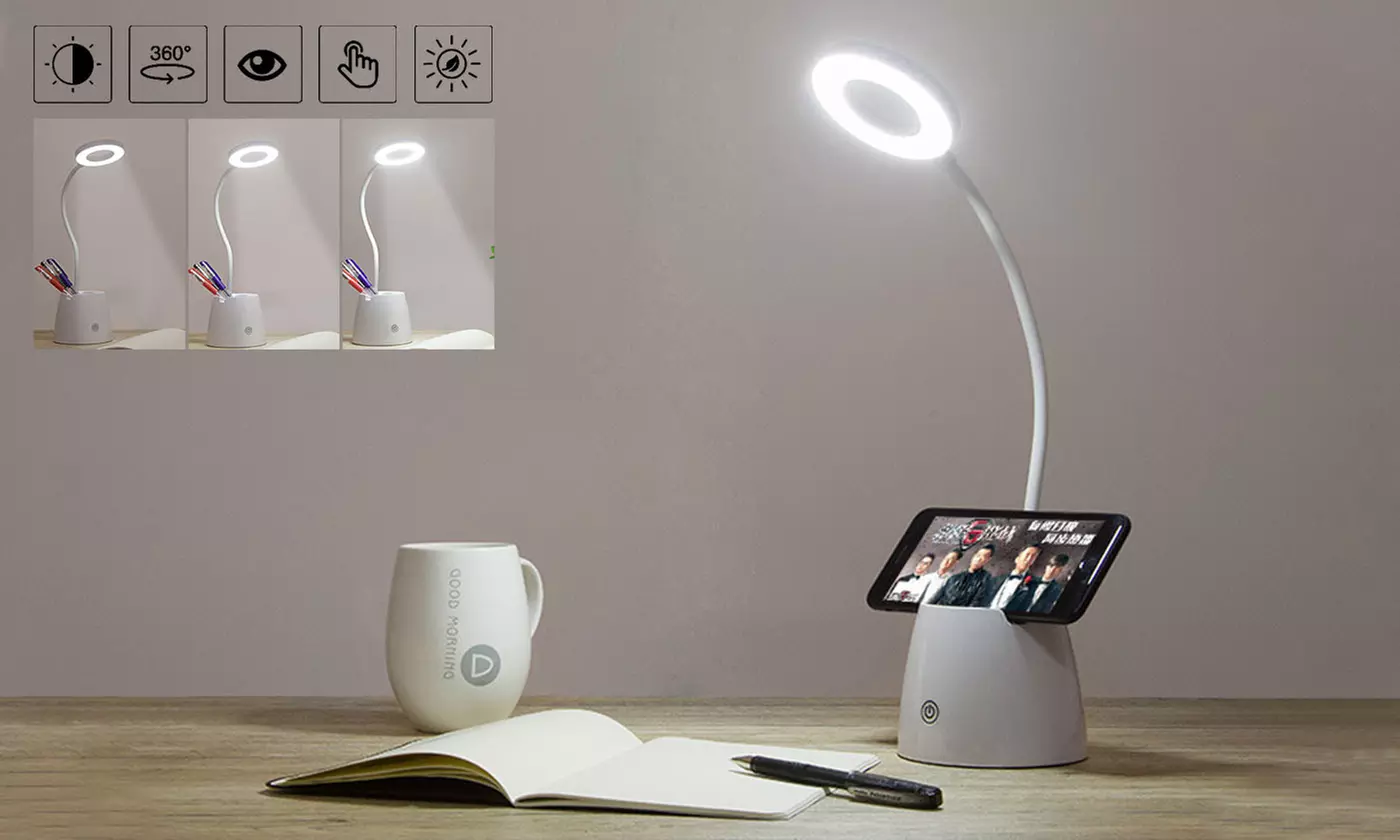 3 Light Modes Dimmable LED Desk Lamp with Pen Holder