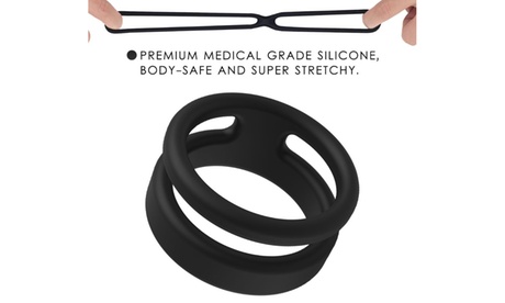 Silicone Dual C-Ring Premium Stretchy Longer Harder Stronger Enhancing Sex Toy Black