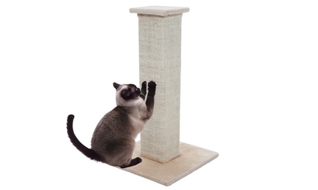 28 Inch Sisal Burlap Cat Scratching Post By PETMAKER Beige 28 Inch