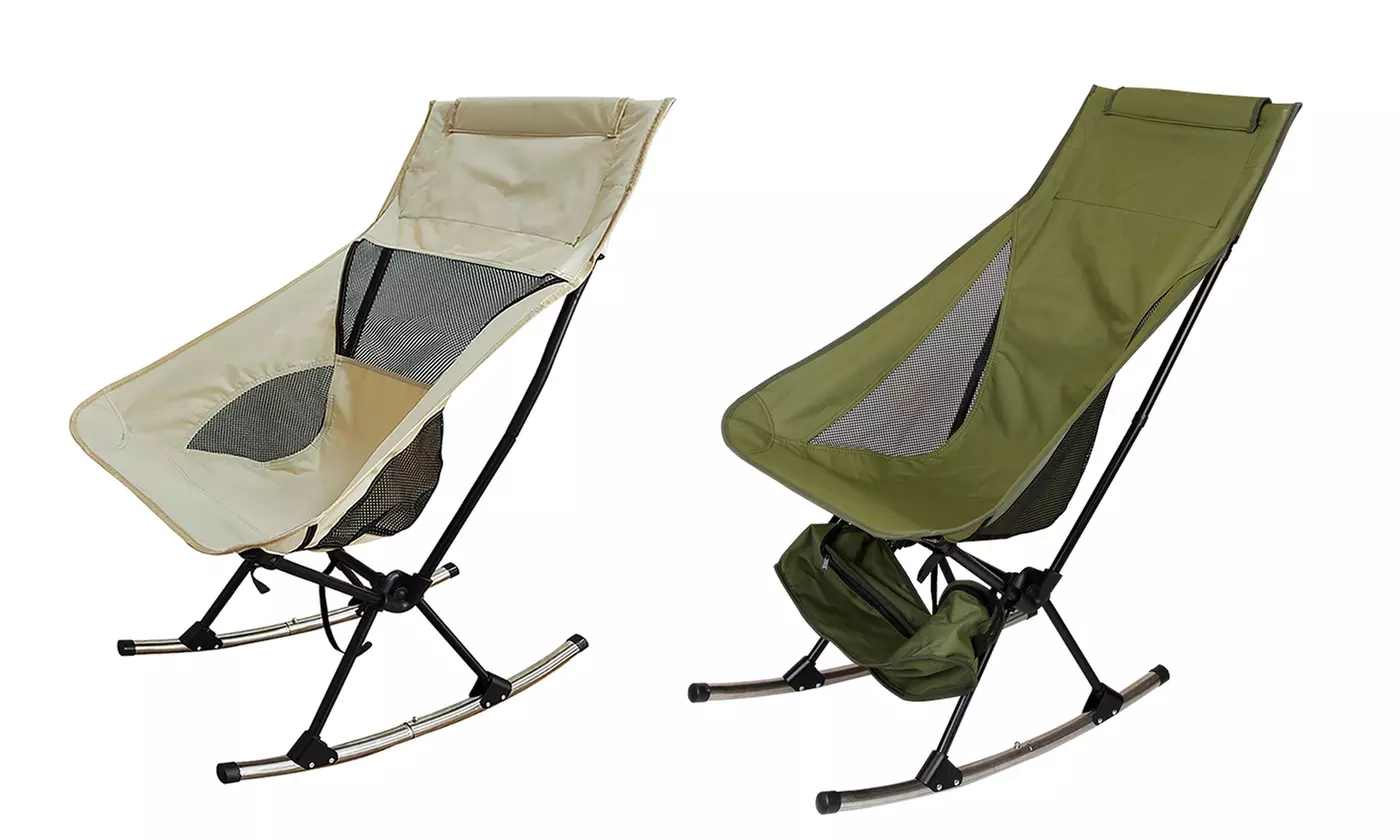 LakeForest Foldable Lawn High Back Camping Rocking Chair