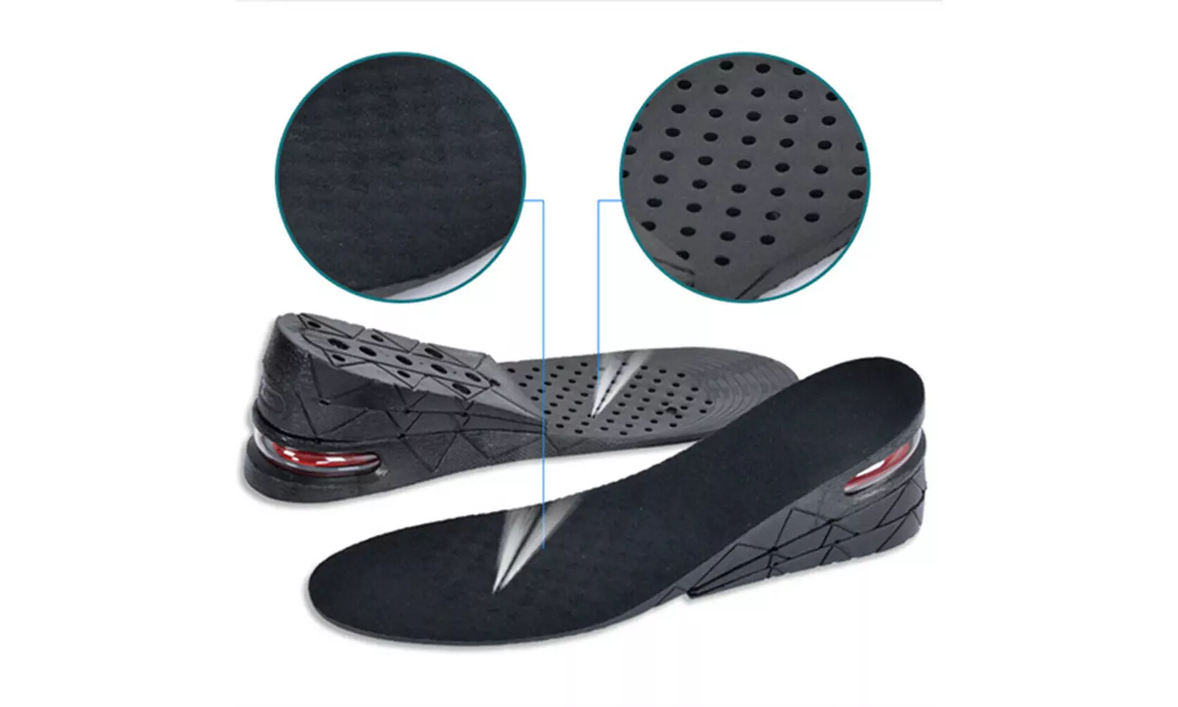 US 1-2 Pairs Three-Layer Shoe Insole Unisex Invisible Height Increase Insoles