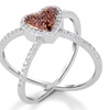 Image 3: 1/2cttw Red Diamond Heart X Ring in Sterling Silver