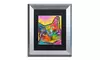 Dean Russo 'Tilt Cat' Matted Silver Framed Art