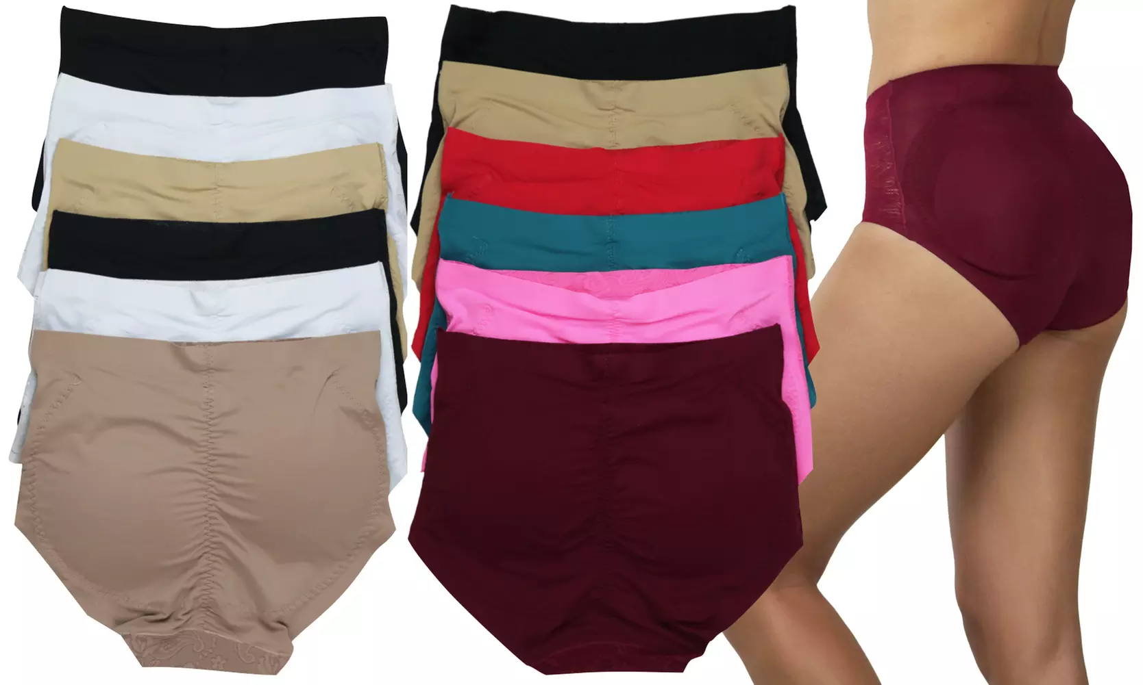 Women's Pack of 6 Butt Boosting Padded Panties - Primary Image