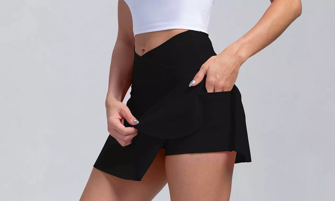 Women High Waist Tennis Skirts with Pockets Built-in Shorts for Pickleball