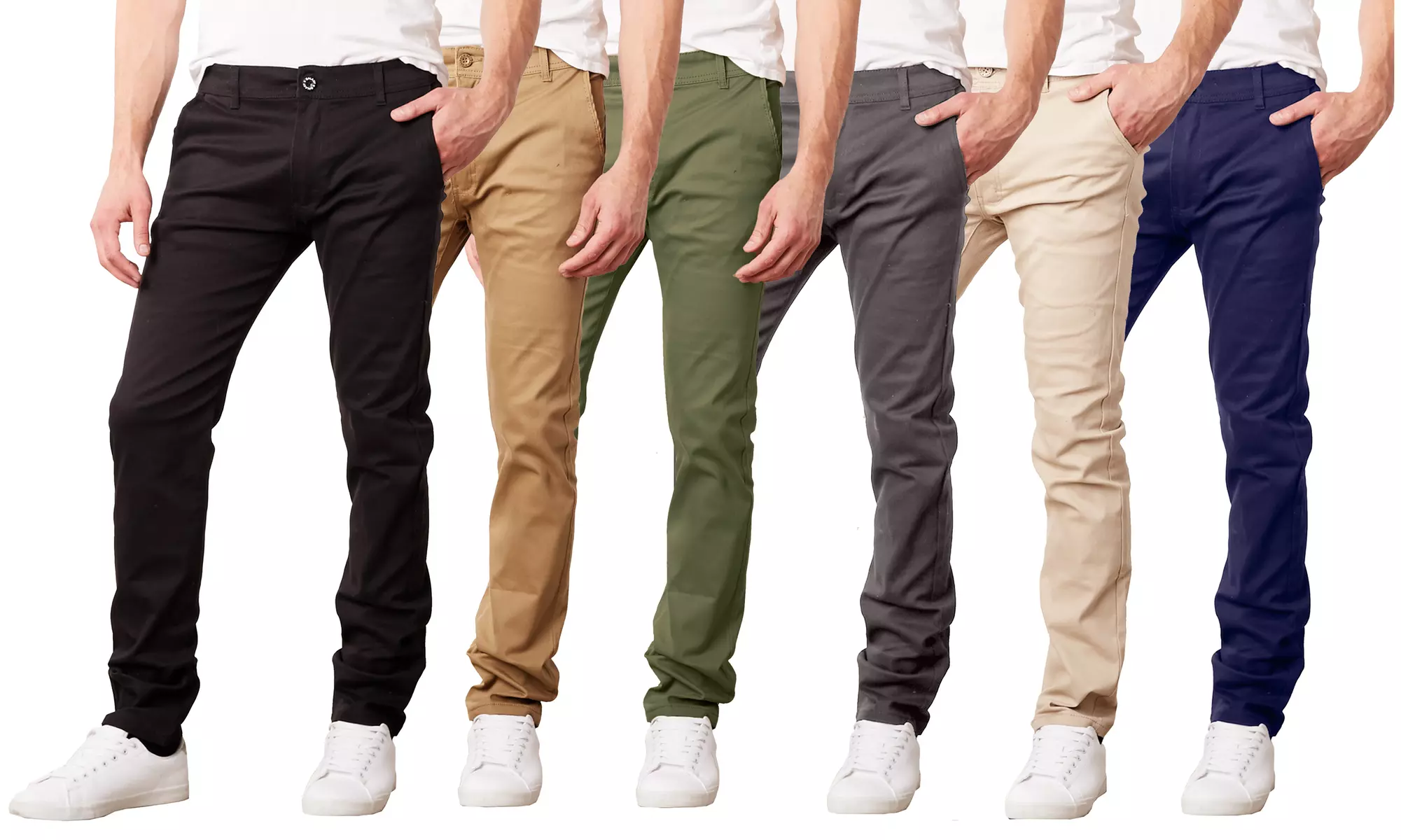 Men's Cotton Stretch Slim-Fit Classic Chinos (Sizes, 30-42)