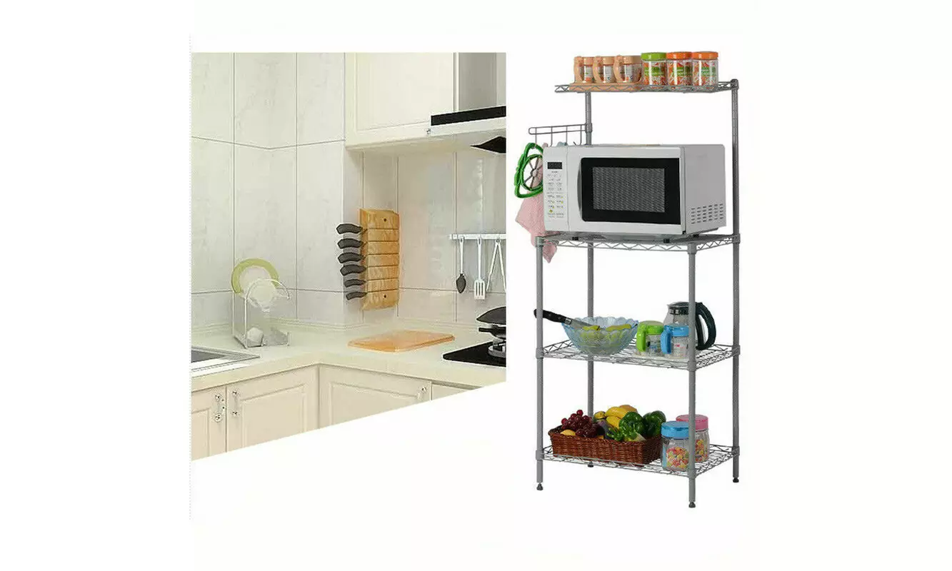 3-Tier Microwave Oven Stand Shelves Kitchen Baker Workstation Storage Cart - Second Medium