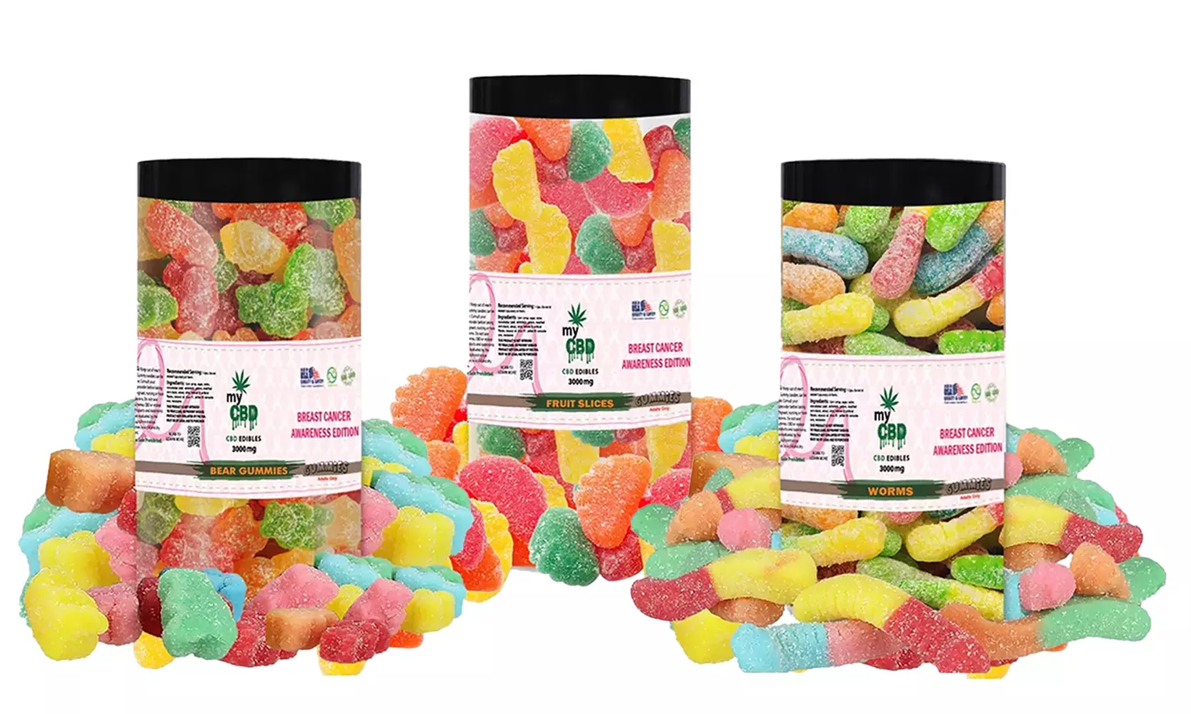 Breast Cancer Awareness CBD Gummies from MyCBD (3000MG) - Primary Image