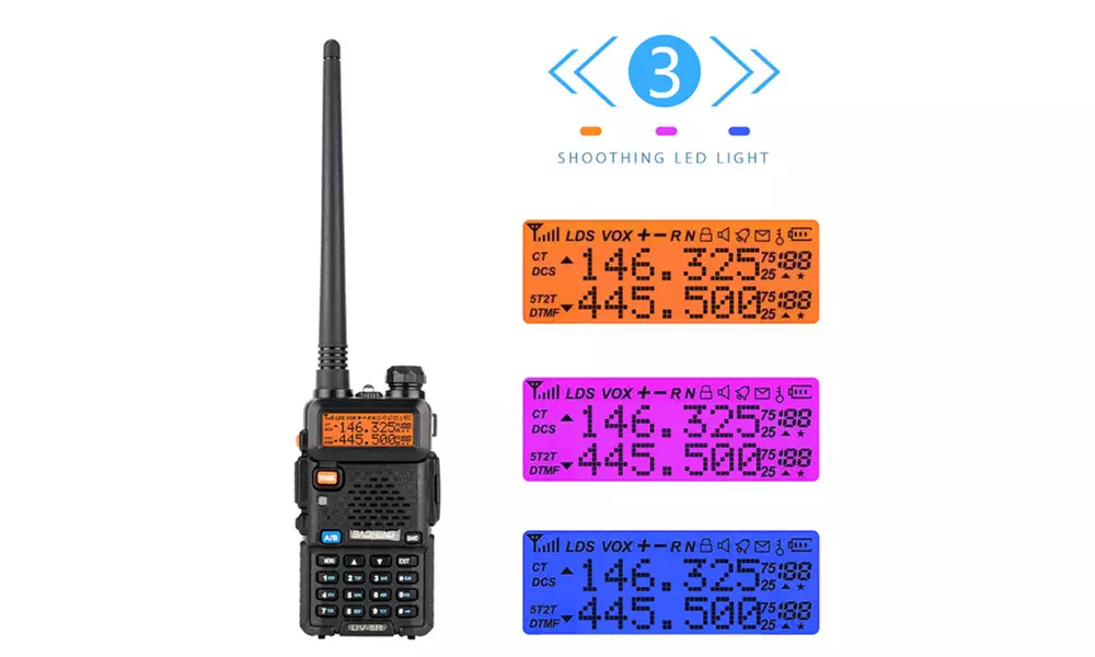 Dual Band Walkie Talkie with 1-LED Flashlight (Black) - Second Medium