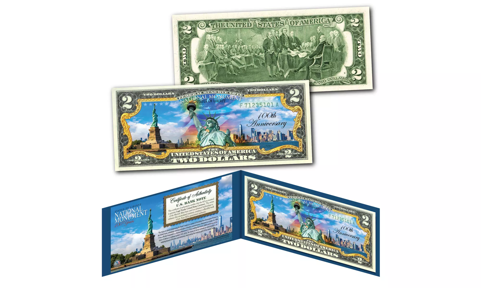 Statue of Liberty National Monument 100th Anniv 1924-2024 SKYLINE 2 Dollar Bill - Primary Image