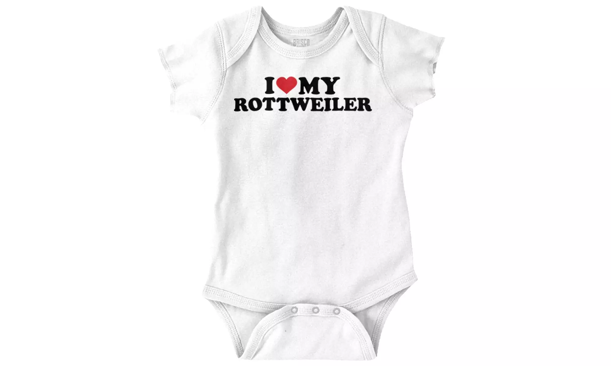 I Love My Rottweiler Cute Heart Dog Owner Romper Bodysuit - Primary Image