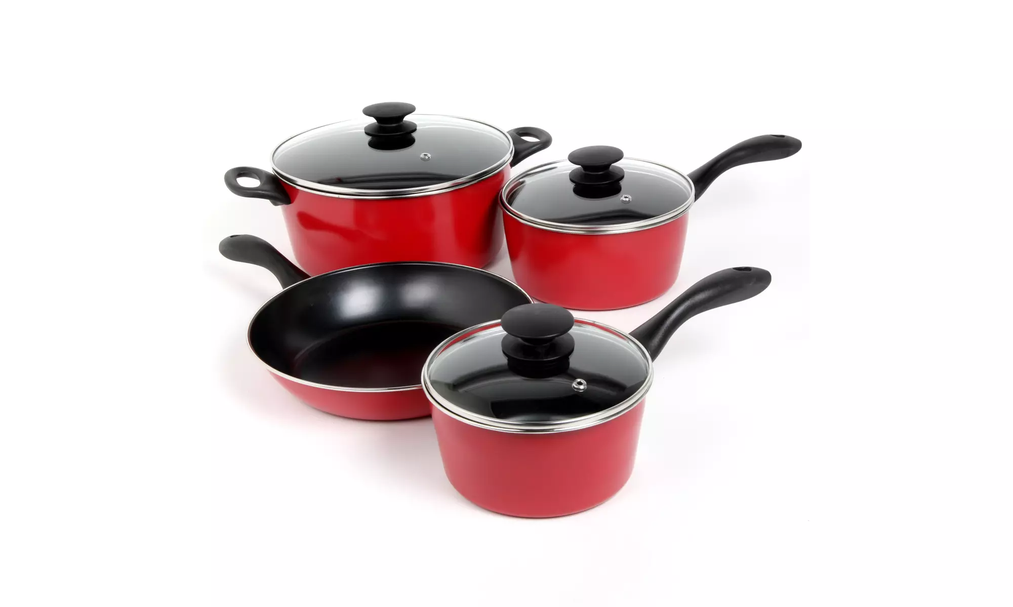 Sunbeam 7 Piece Nonstick Steel Cookware Set, Red - Primary Image
