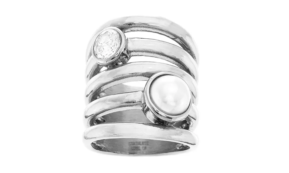 Stainless Steel Color Stone Multi-Strand Ring - Primary Image