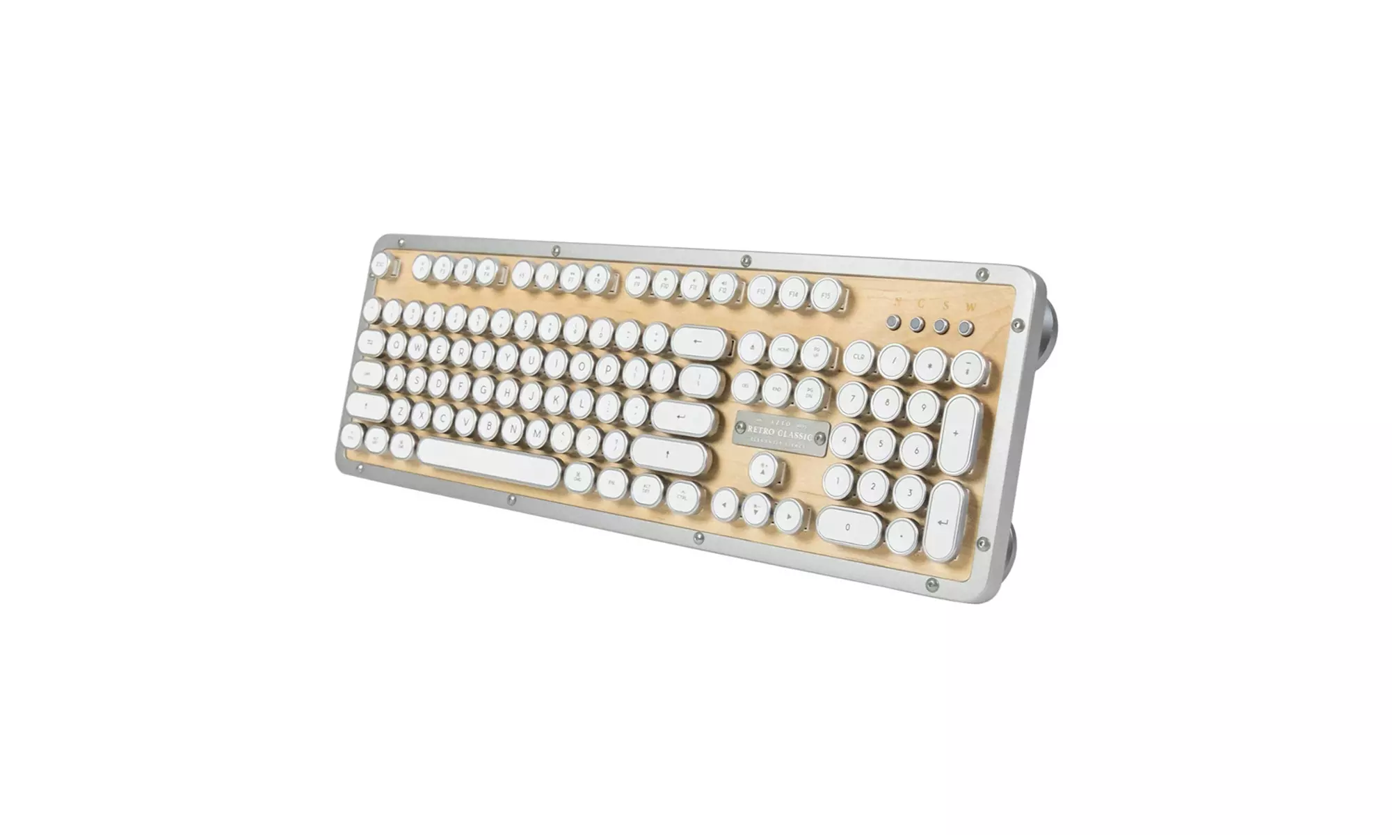 Azio Retro Classic Backlit Mechanical Bluetooth Keyboard (Maple Wood) - Second Medium