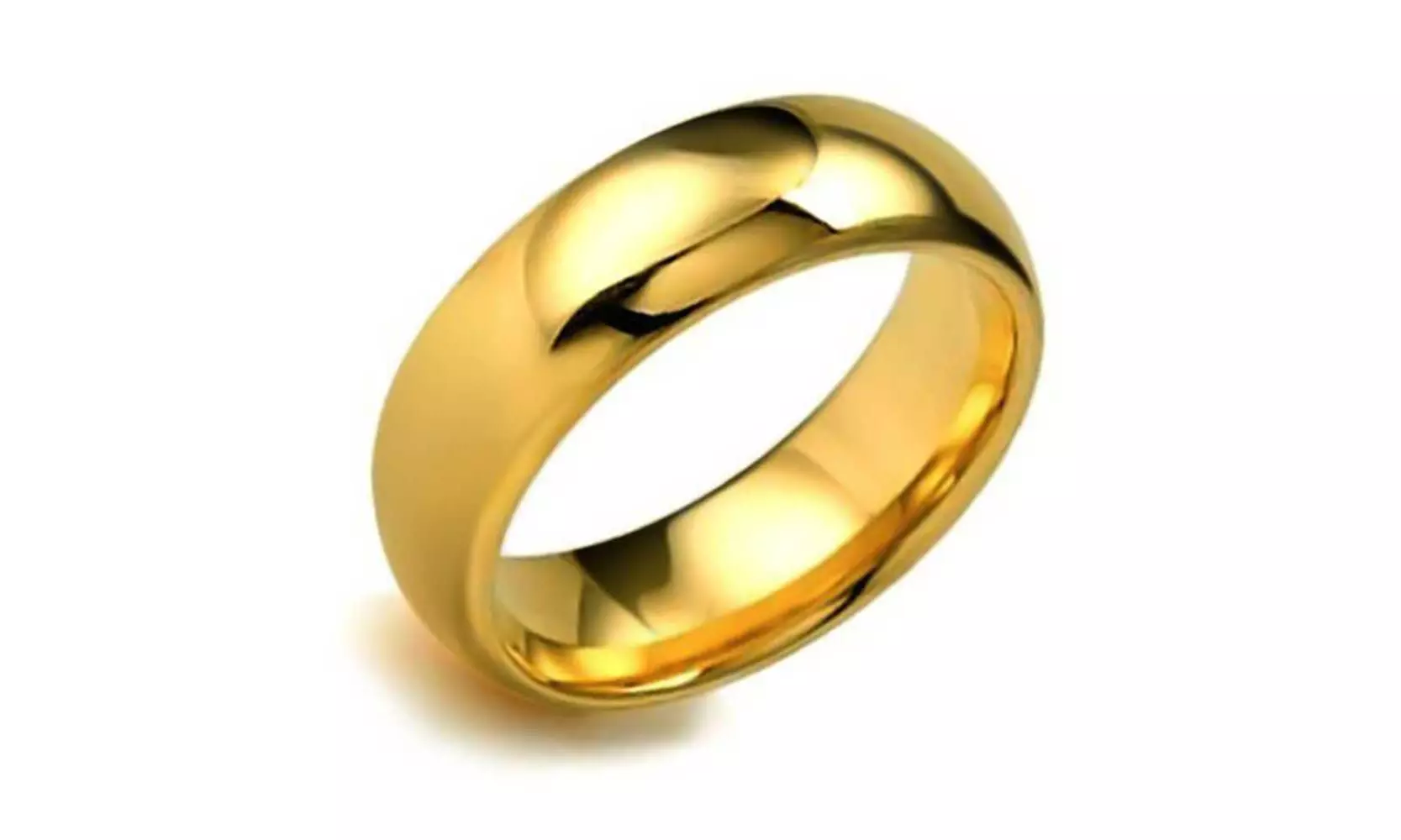 Bling Jewelry Gold Plated High Polish Tungsten Wedding Band - Primary Image
