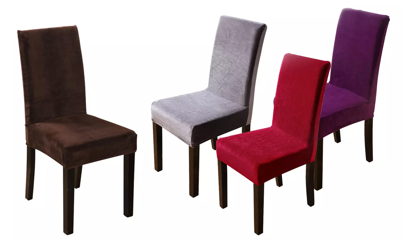 Velvet Stretch Dining Room Chair Covers Chair Slipcovers Set(2- or 4- or 6-Pack) - Primary Image
