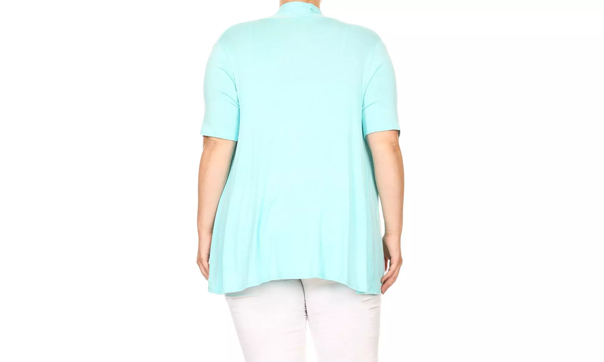 Women's Plus Size Short Sleeves Draped Open Front Solid Cardigan