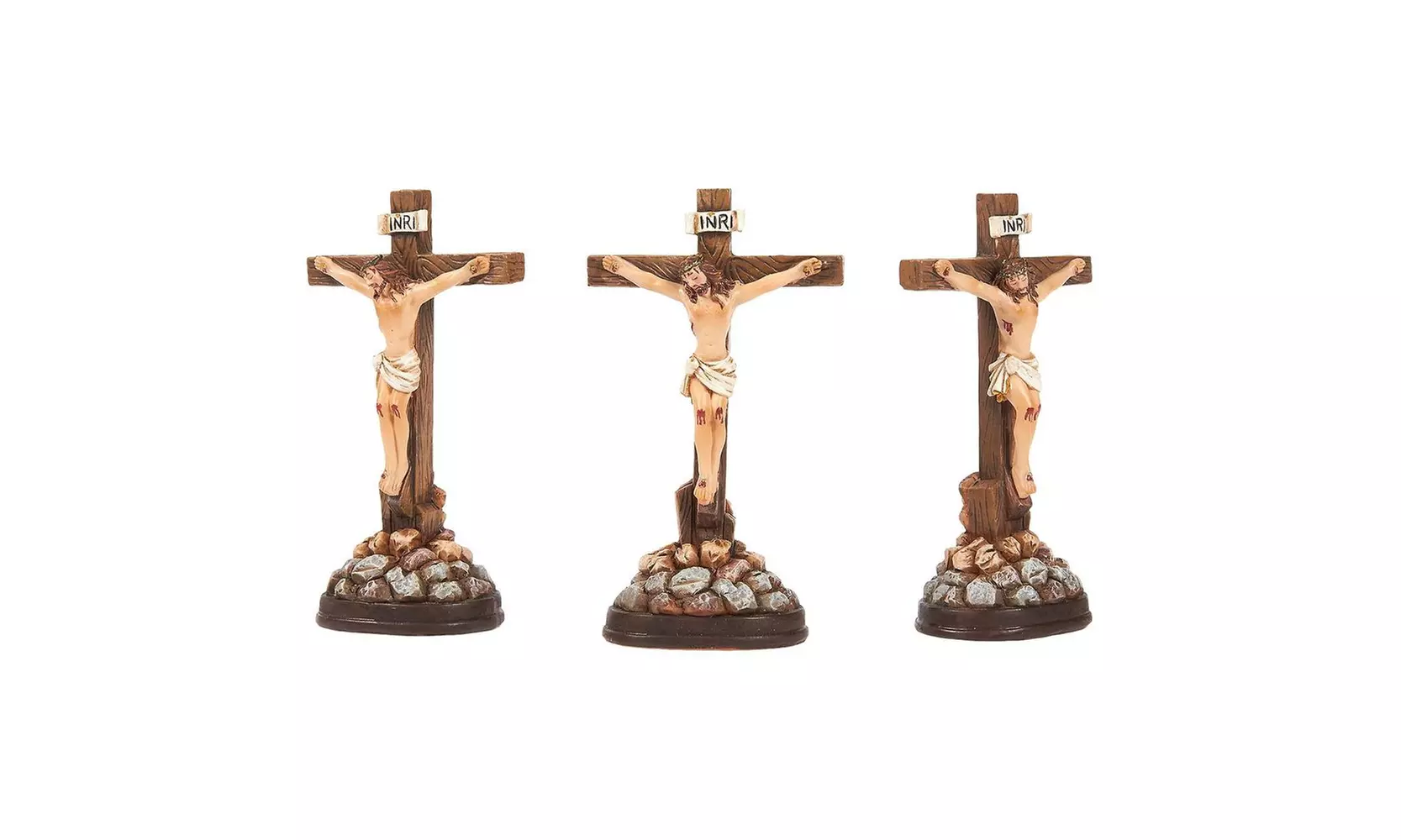 3-Pack Religious Statues Jesus Cross Crucifix Figurines Holy Catholic Crosses - Primary Image