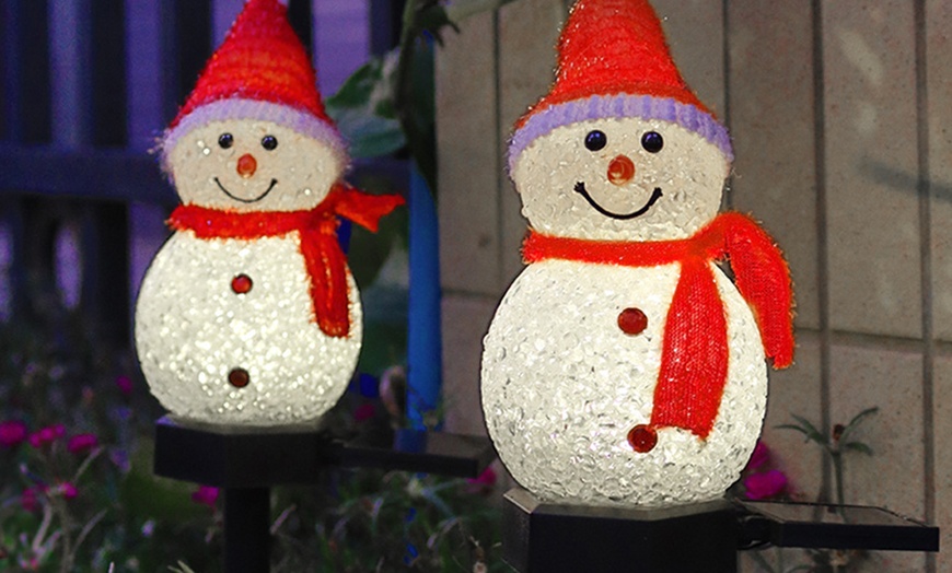 2 Pack Xmas Solar Lights Christmas Outdoor Snowman Decorative Solar ...