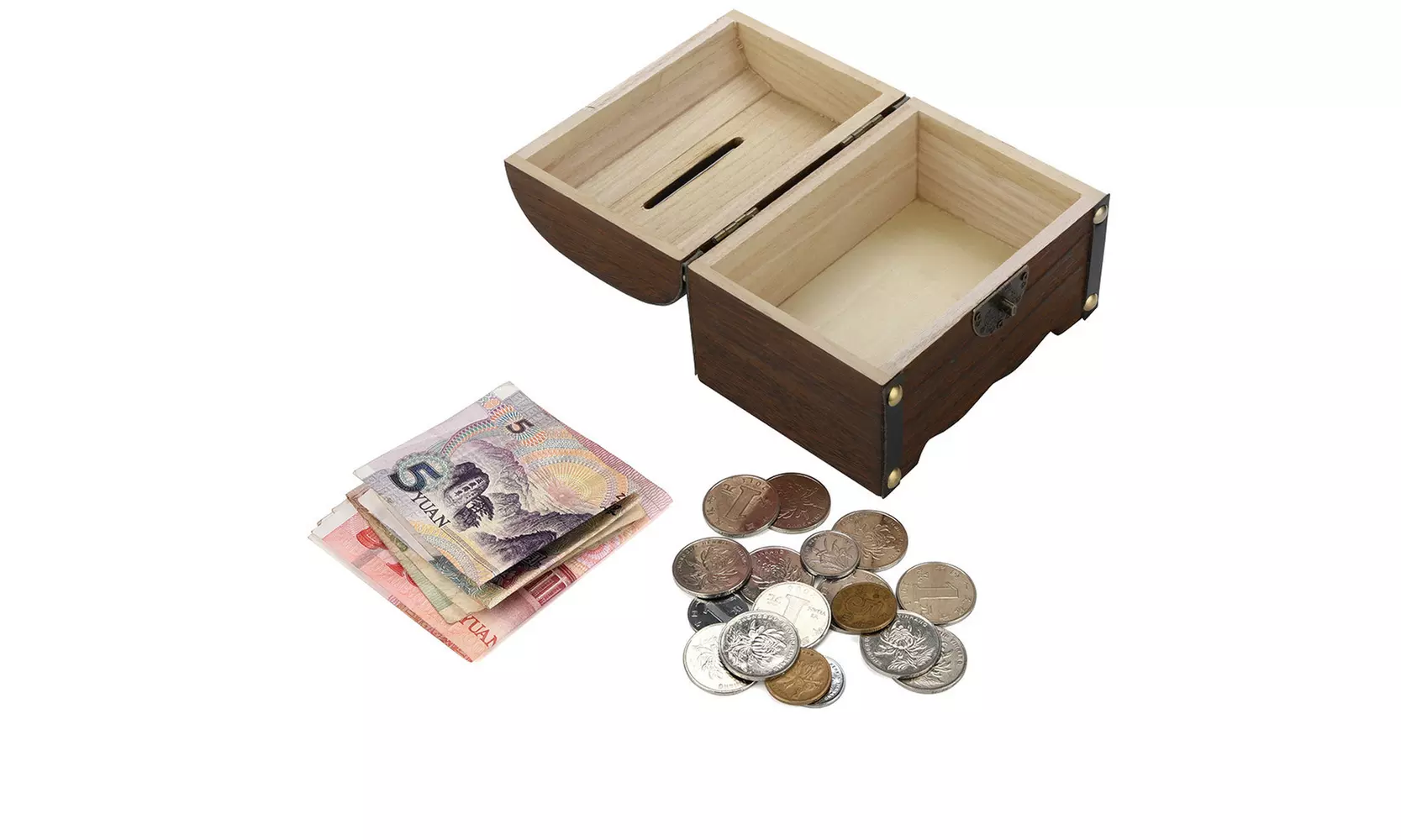 Wooden Piggy Bank Safe Money Box Savings With Lock Wood Carving Handmade - Second Medium