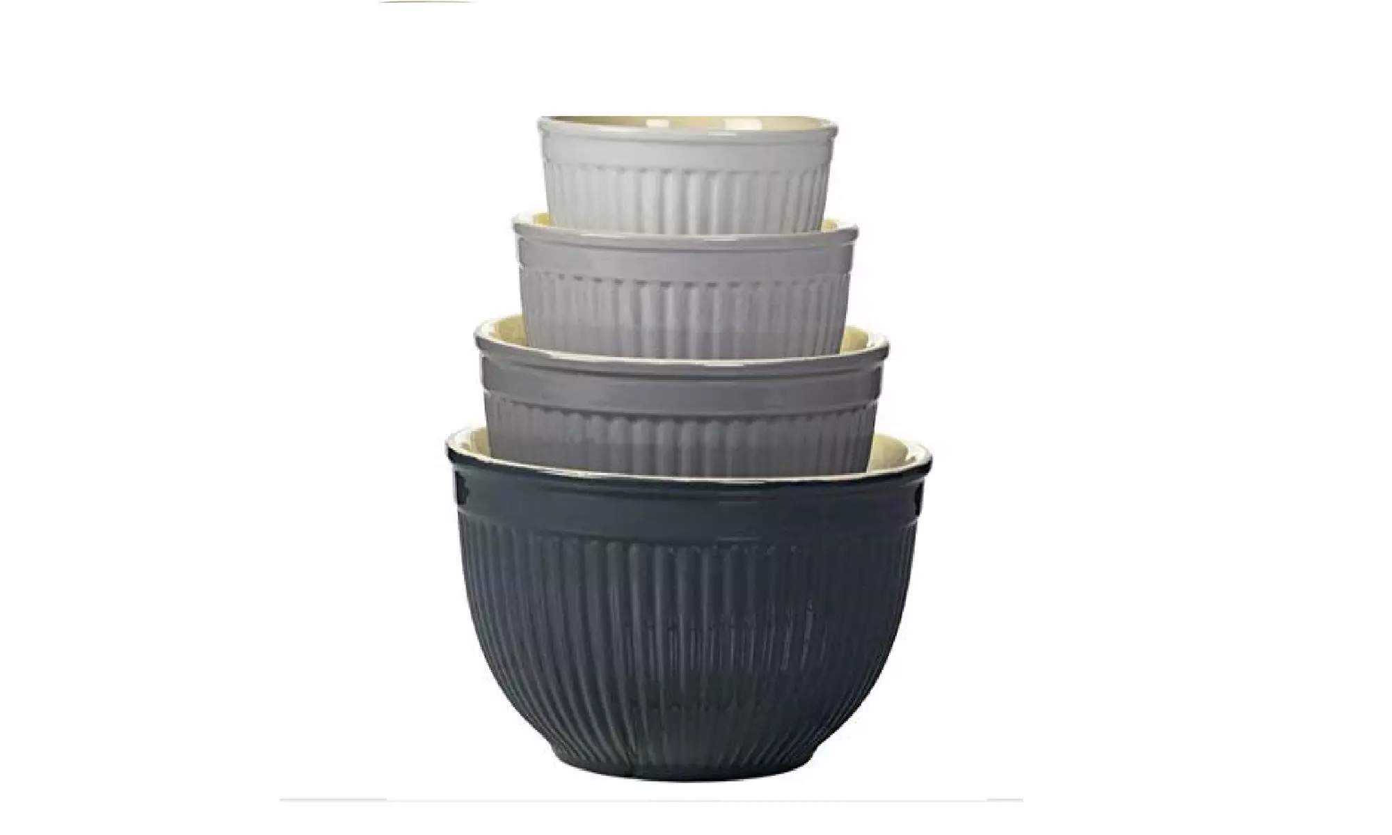 Denmark 4-Piece Ceramic Mixing Bowl Set in Grey  - Second Medium