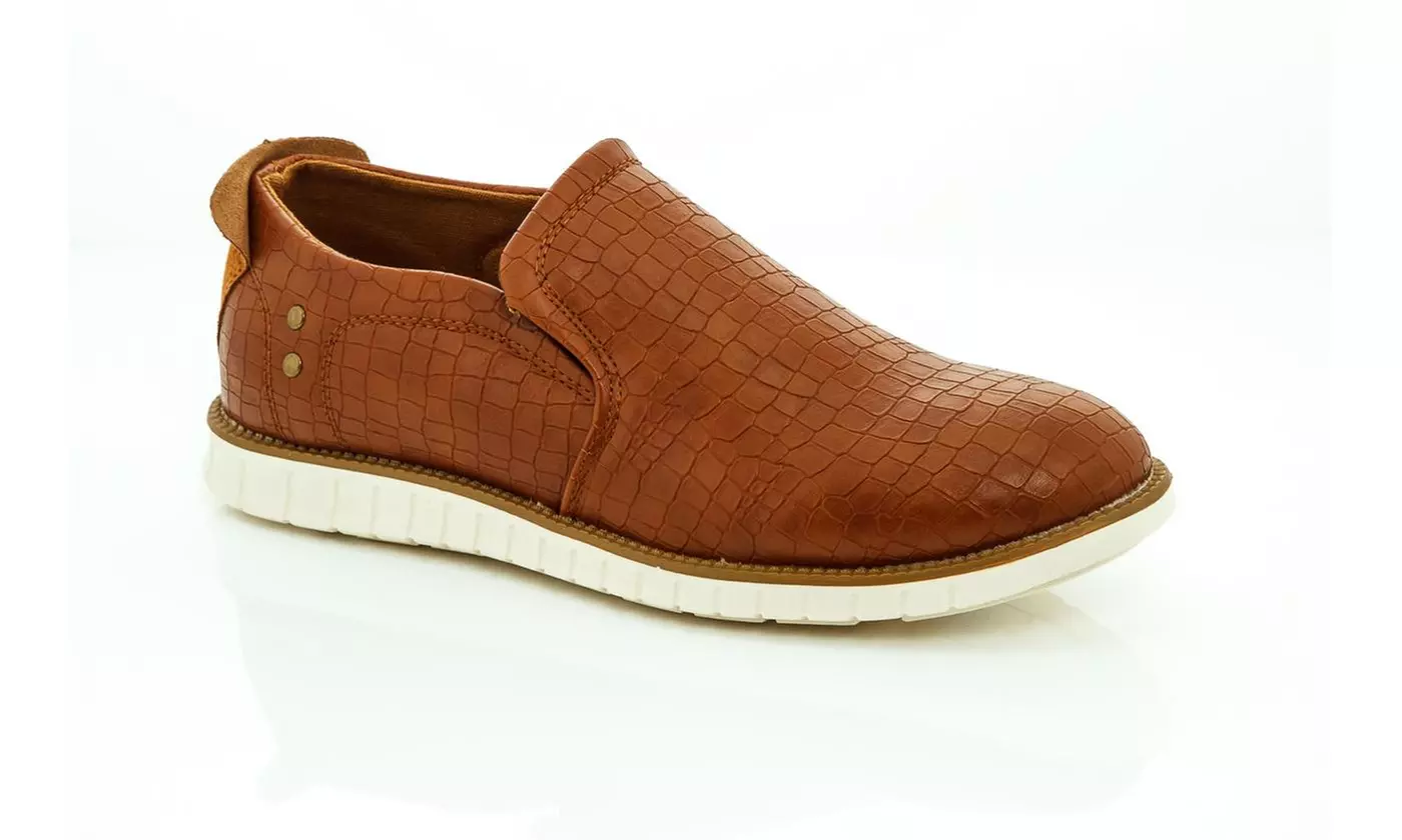 Franco Vanucci Men's Faux Croc Embossed Slip-on Casual Shoes - Narrow Width - Second Medium