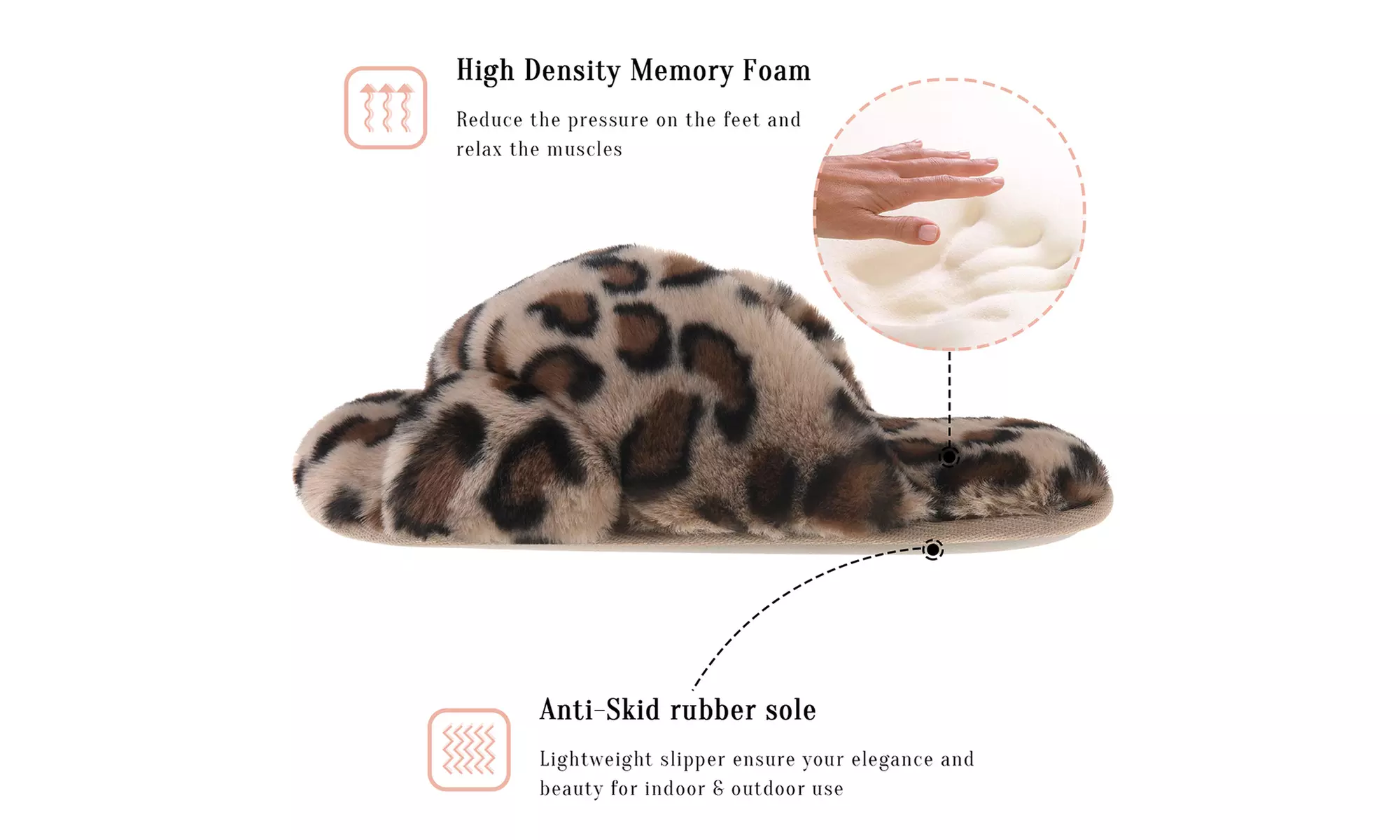 Womens Faux Fur Cross Slide Slippers Warm Memory Foam Indoor Outdoor Shoes