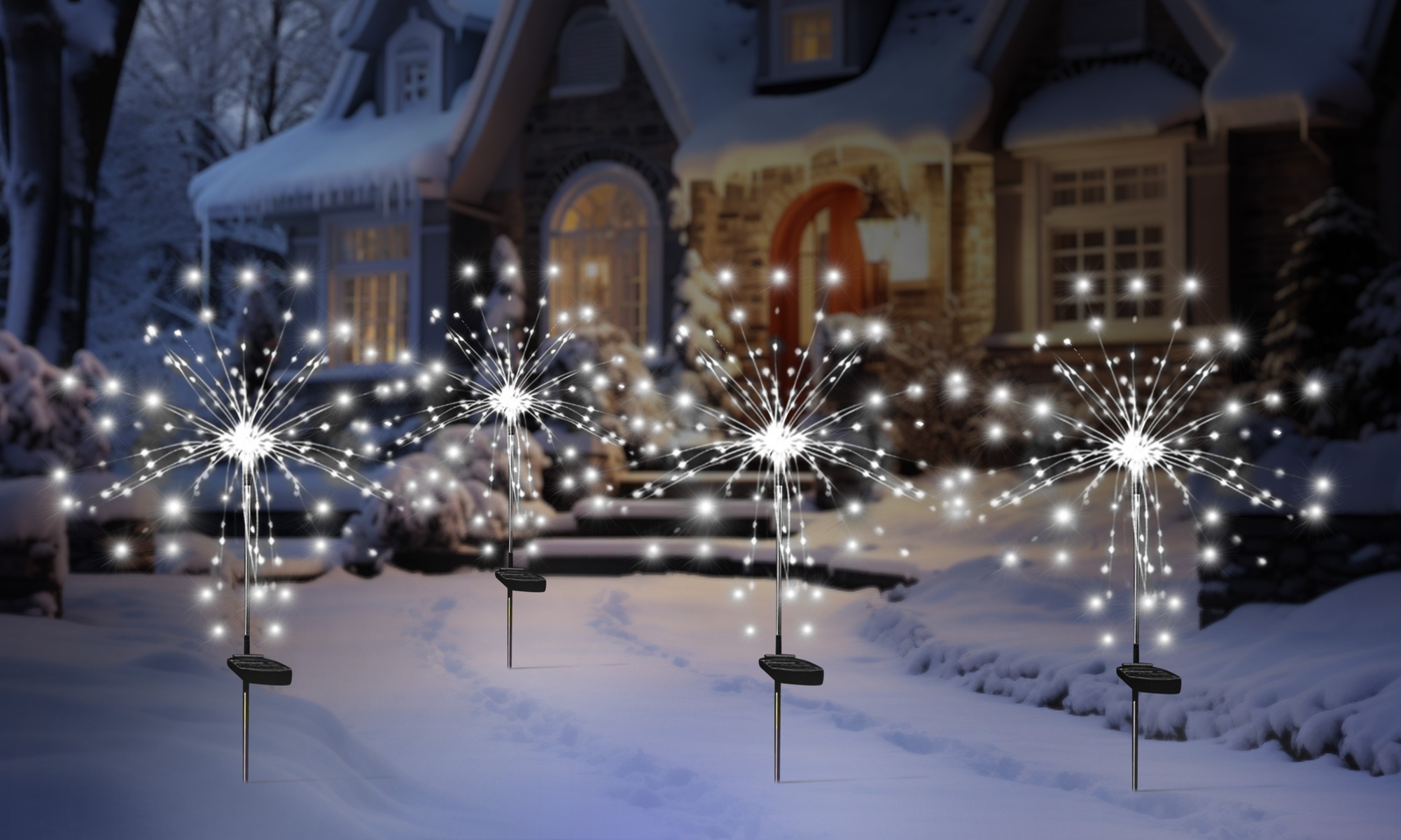 Up to Six Packs of Solar 120LED Firework Lights for Christmas Decorations