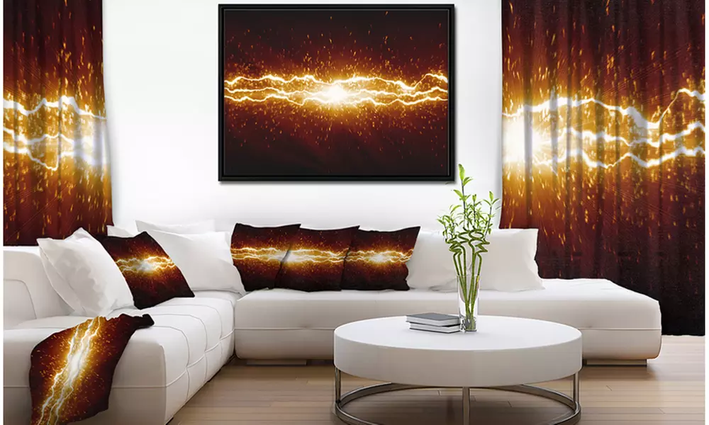 Lightning on Dark Sky - Contemporary Framed Canvas Art Print - Primary Image
