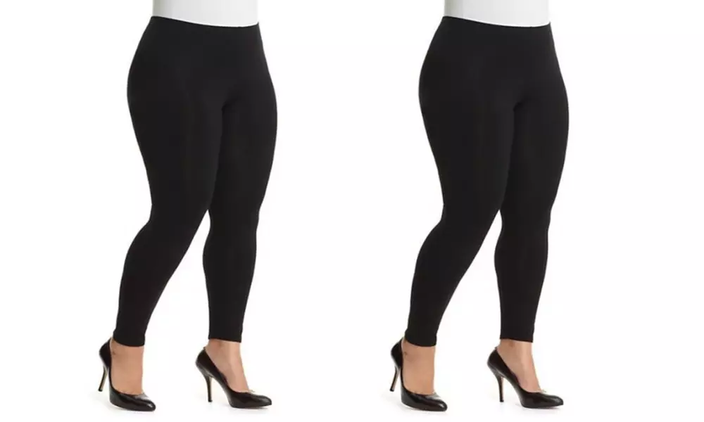 (2-Pack) Women's Warm Fleece Lined Plus Size Leggings - Primary Image