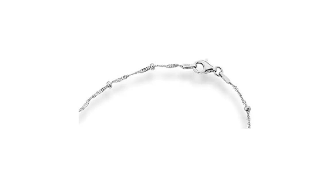 925 Sterling Silver Diamond Cut 1MM Singapore Beaded Chain Necklace 20" Inch