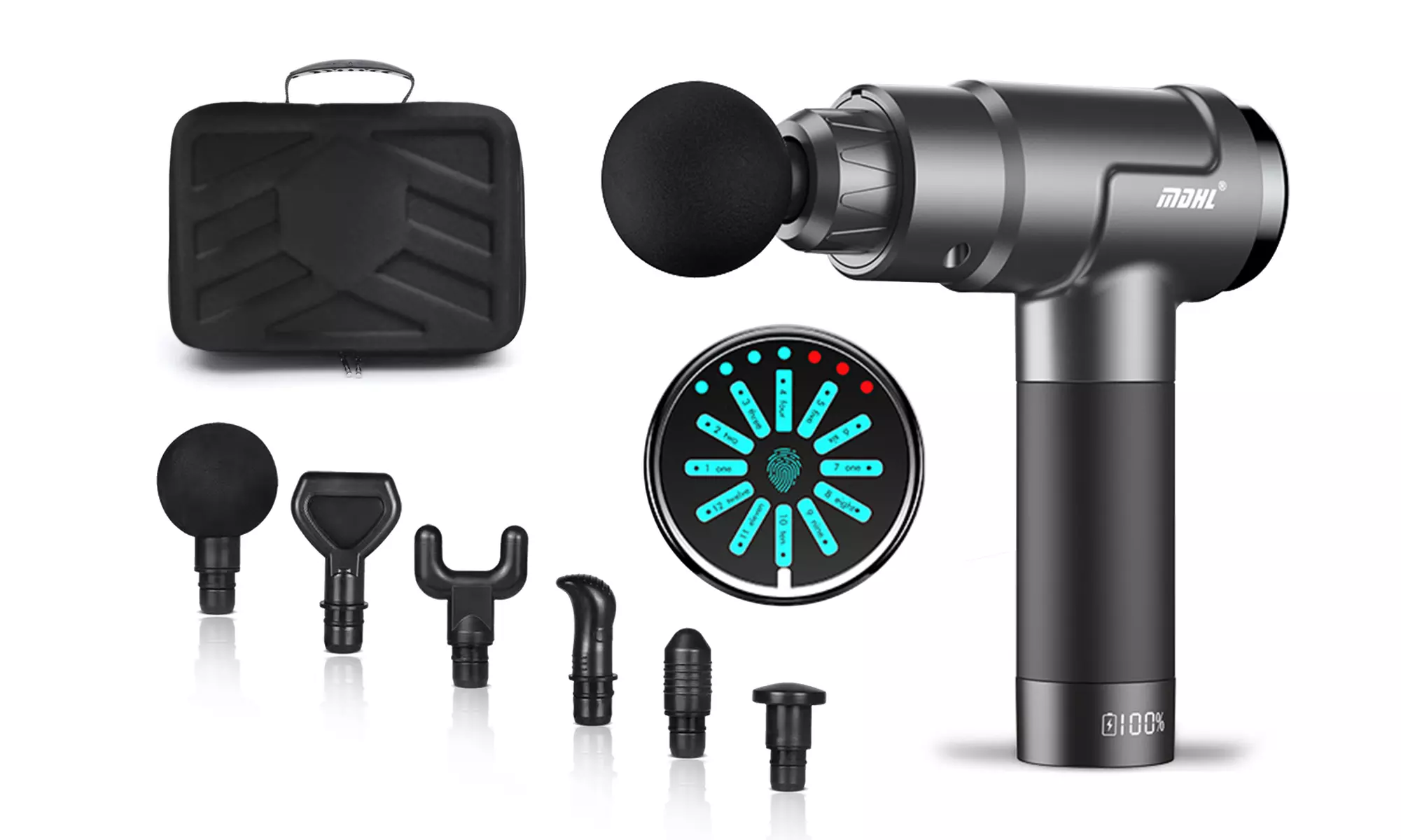 Portable Massage Gun Deep Tissue Massager Fascia Gun 7 Massage Heads for Athlete - Primary Image